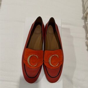 Chloe Suede Logo Leather Loafers